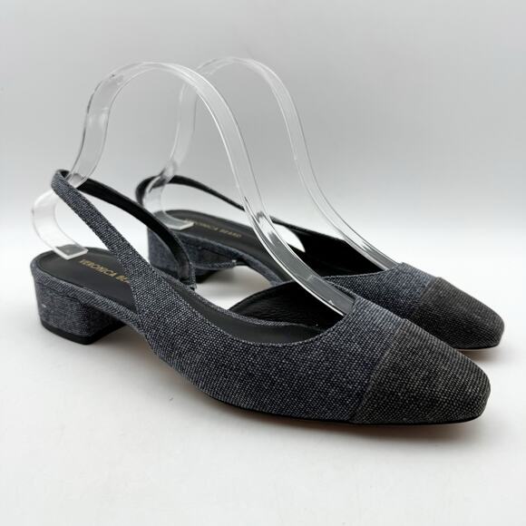 Veronica Beard Womens Cecile Denim Cap Toe Slingback Heel US 8 M Blue Black NWOB - Picture 5 of 13